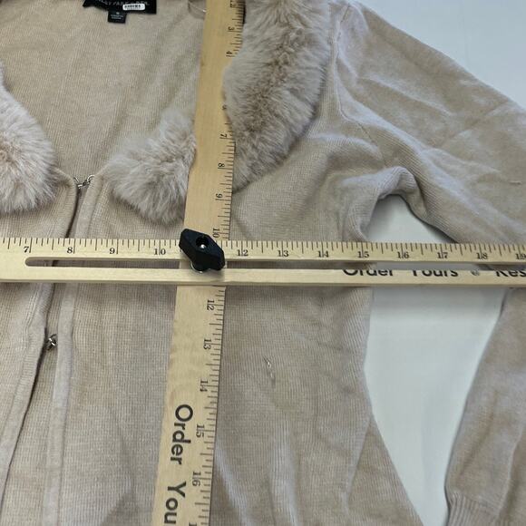 Ashley Park x RTR Cardigan Womens Small Long Faux Fur Off White Midi Sweater - Picture 11 of 13